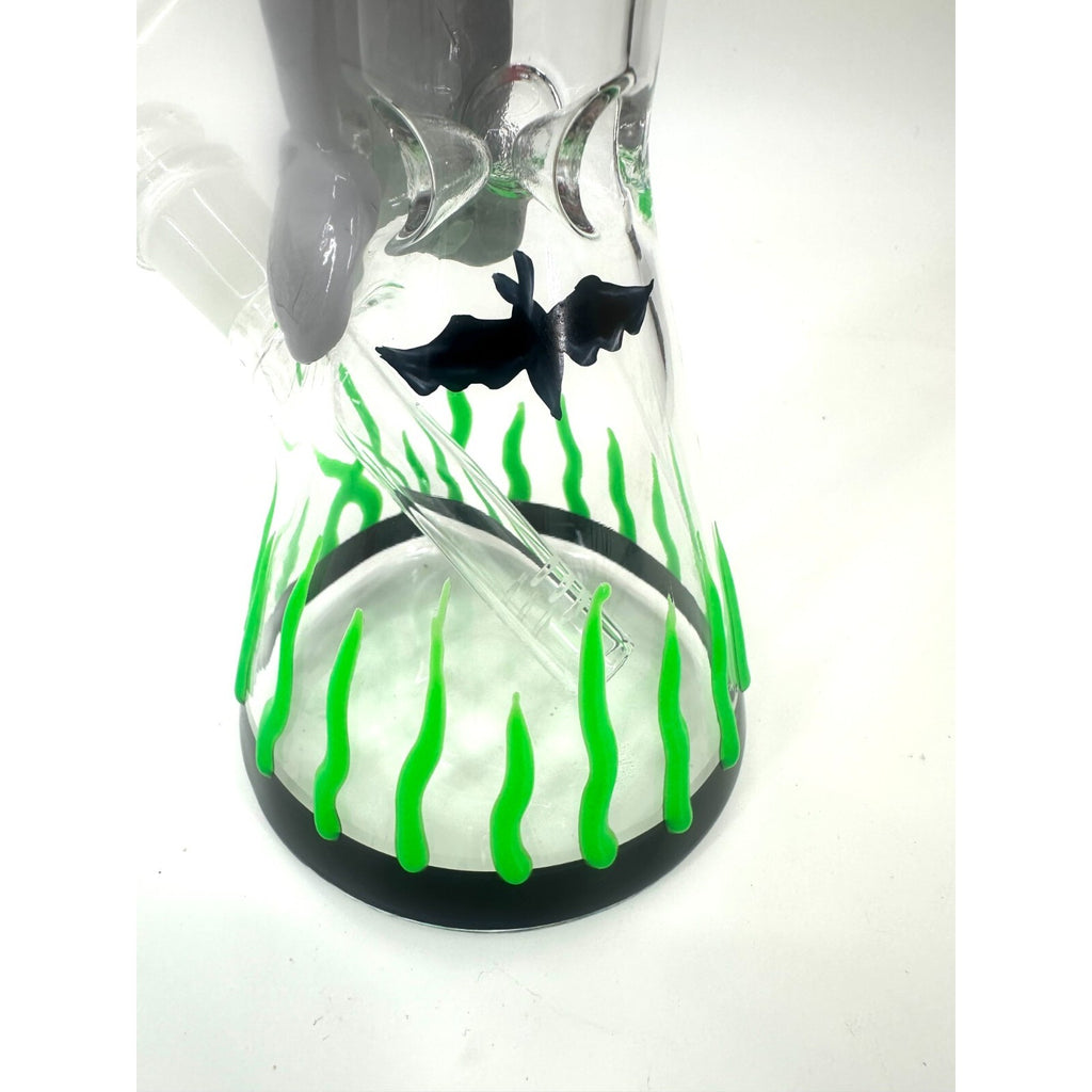10" Glow In The Dark3D Monster Handprint Skull Bong 5mm thickness 14mm
