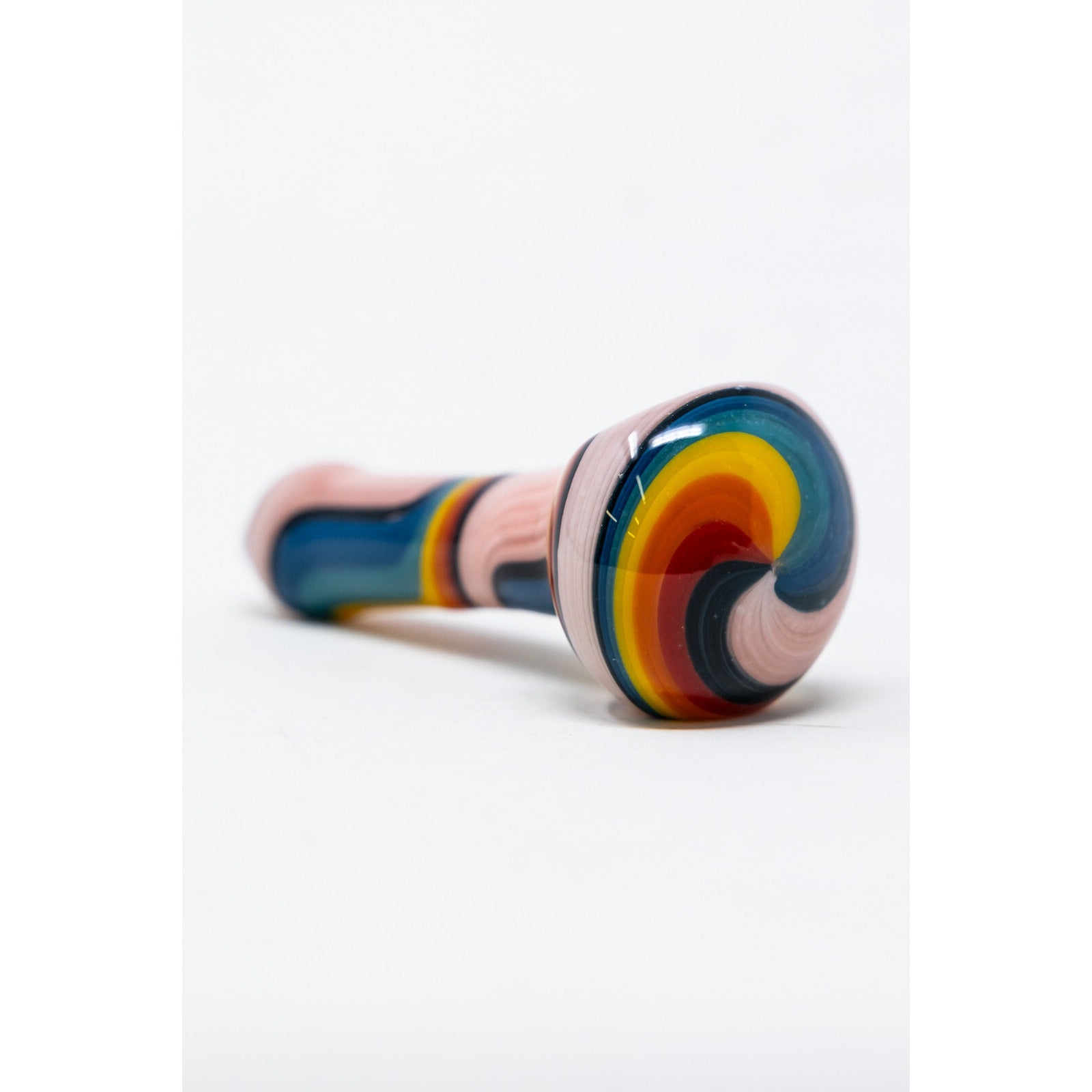 5" THICK Rainbow Design TOBACCO Glass Hand Smoking Pipe w/ Carb Hole