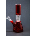 Hookah Water Pipe Glass 8" Red Single Percolator Tobacco Bong w/ Ice Catcher