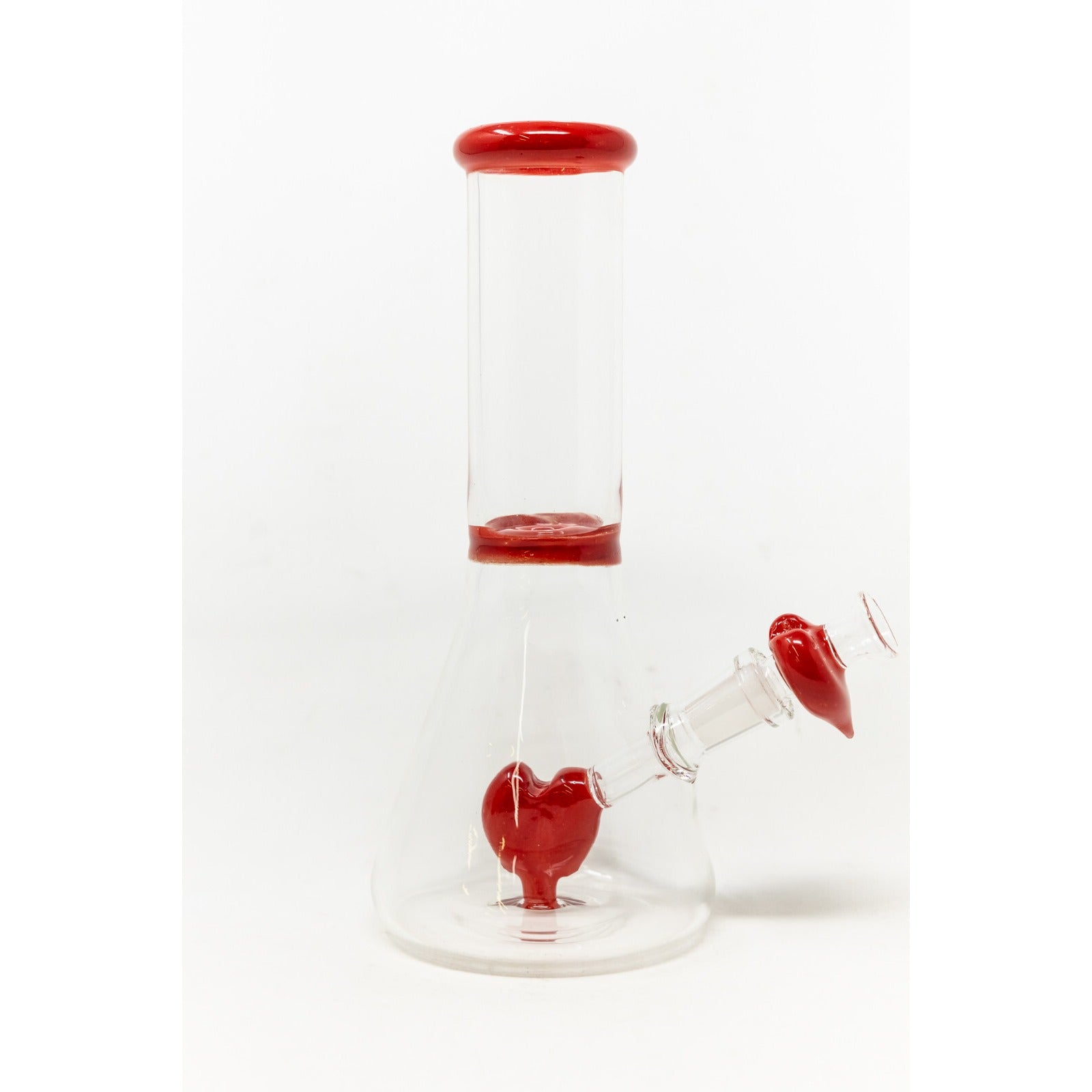 Hookah Water Pipe Glass 8" Red Heart Tobacco Beaker Bong w/ Heart Bowl Pc