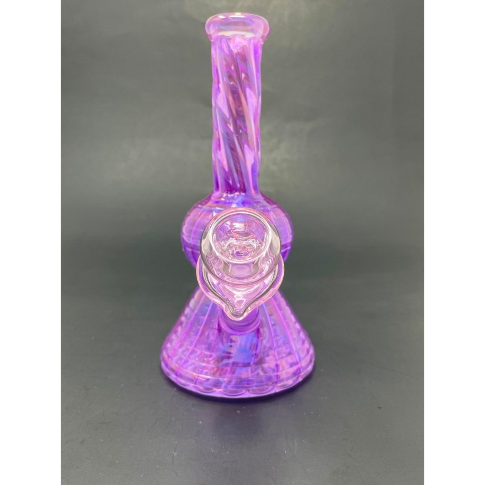 Hookah Water Pipe Glass 7" Neon Twisted Purple Bong w/ Heart Bowl