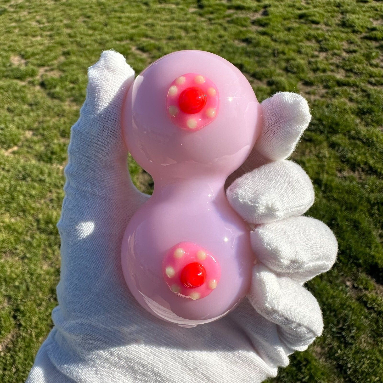 Pink Breast Glass Pipe Smoking Hand Spoon Pipe Tobacco Glass Smoke Bowl Gift