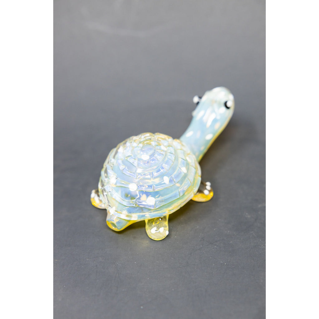 5.5" FUMED Yellow Turtle Collectible Thick Glass TOBACCO Smoking Hand Pipe