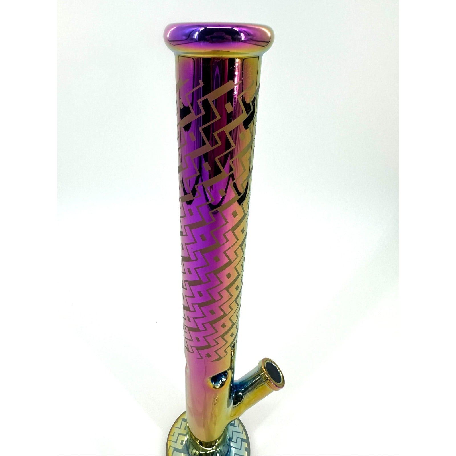 16" Rainbow Glass Water Pipe w/ 14mm Skull Glass Bowl Heavy Duty