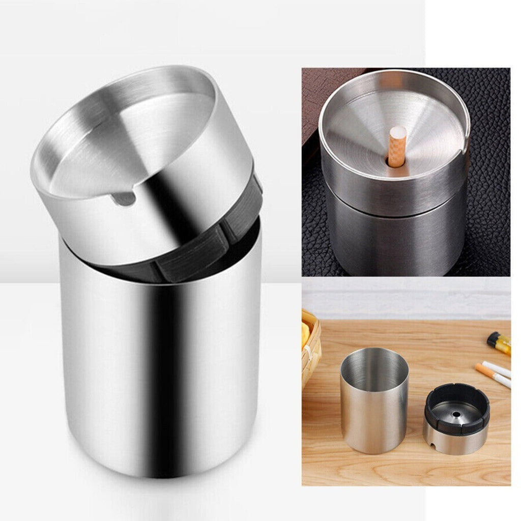 Stainless Steel Car Ashtray Portable Extinguished Cigarette Smokeles Holder