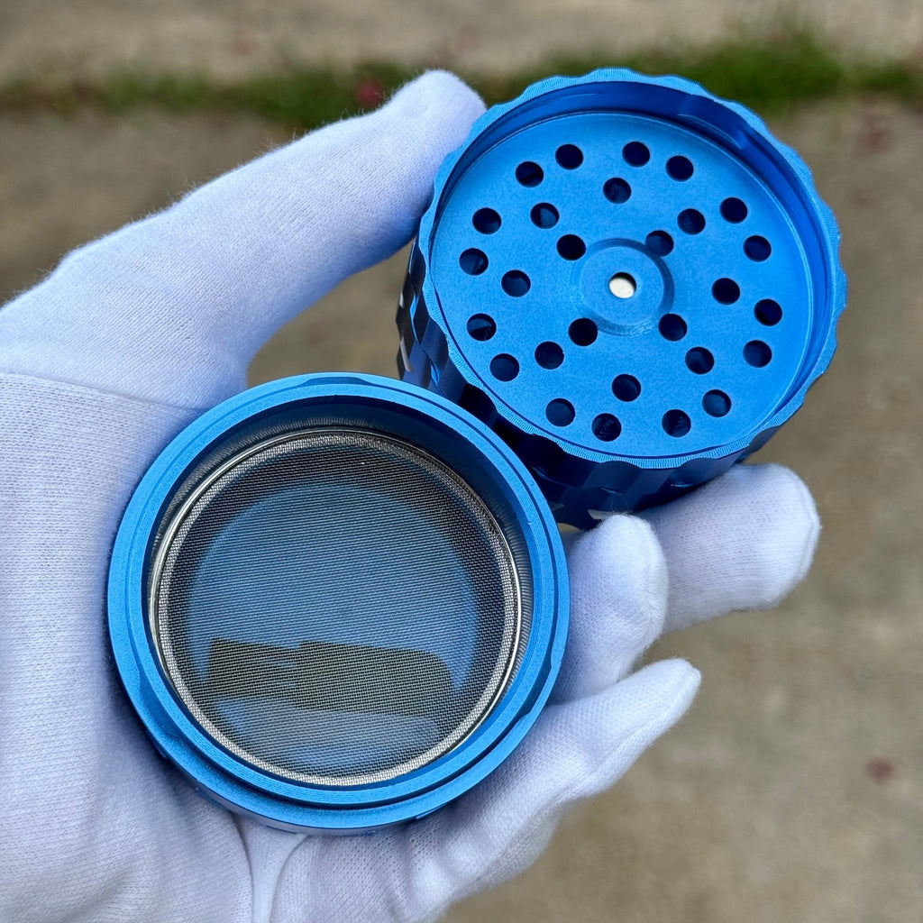 2.5 inch Ashtray Magnetic lid Herb Grinder Spice Crusher (blue)