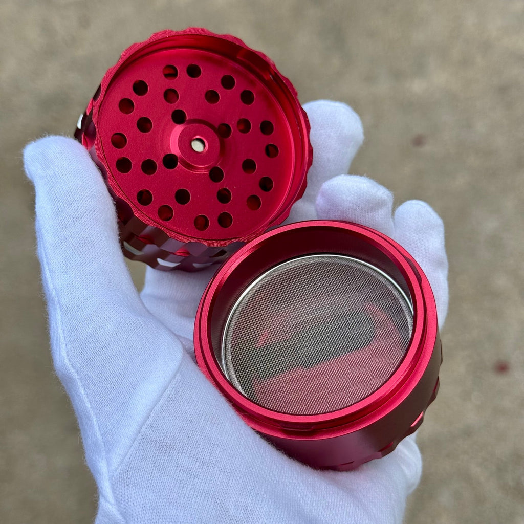 Ashtray Magnetic Lid Herb Grinder Spice Crusher (Red)